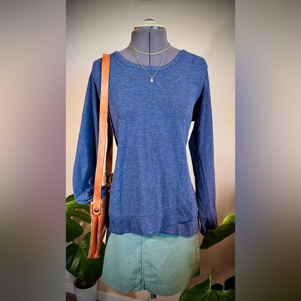 Soft Surroundings Medium Blue Asymmetrical Sweatshirt Pullover S